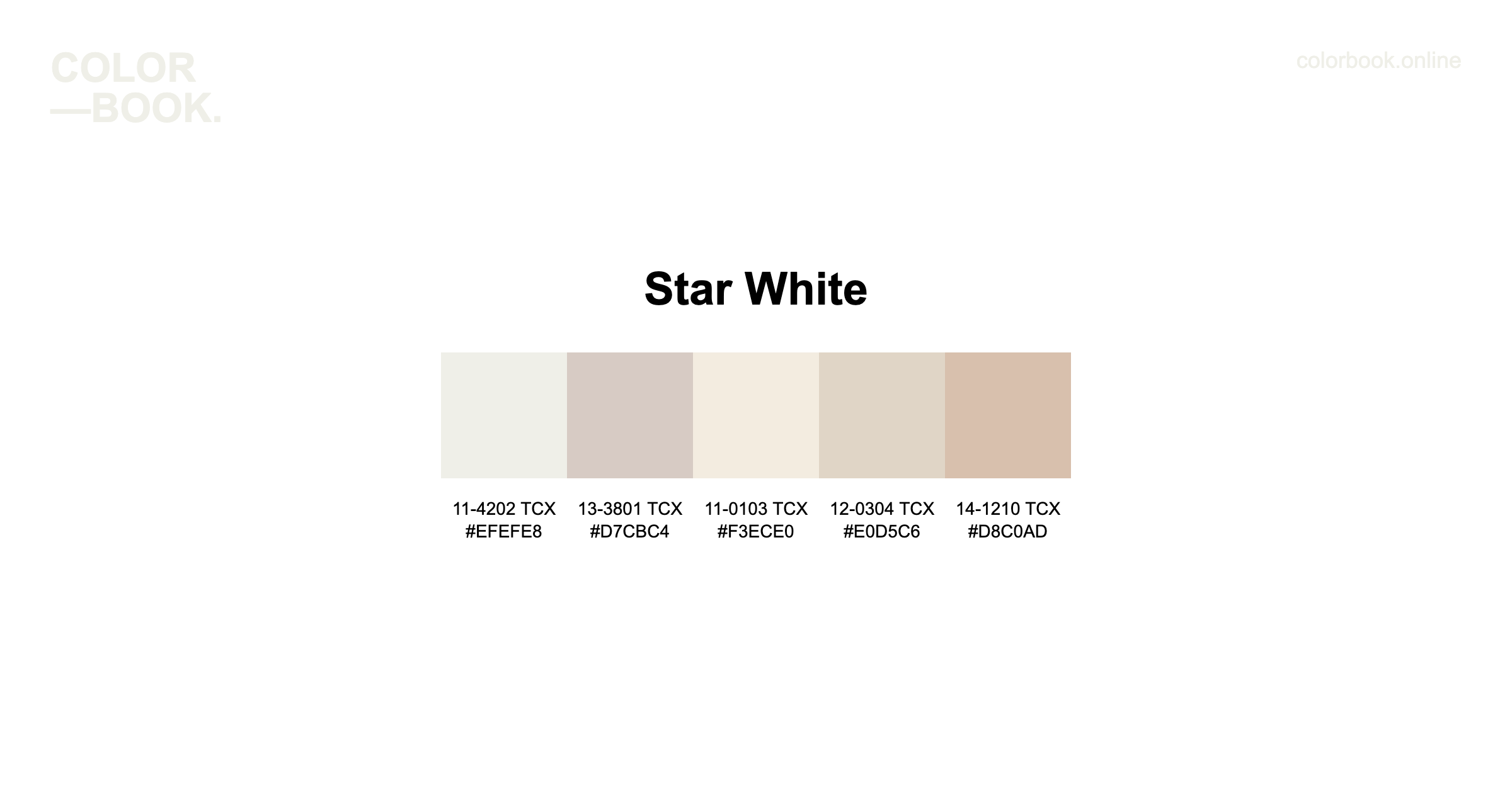 0967 Color Star White Color Palette - 5 Pantone TCX Colors | Analogous Design Scheme