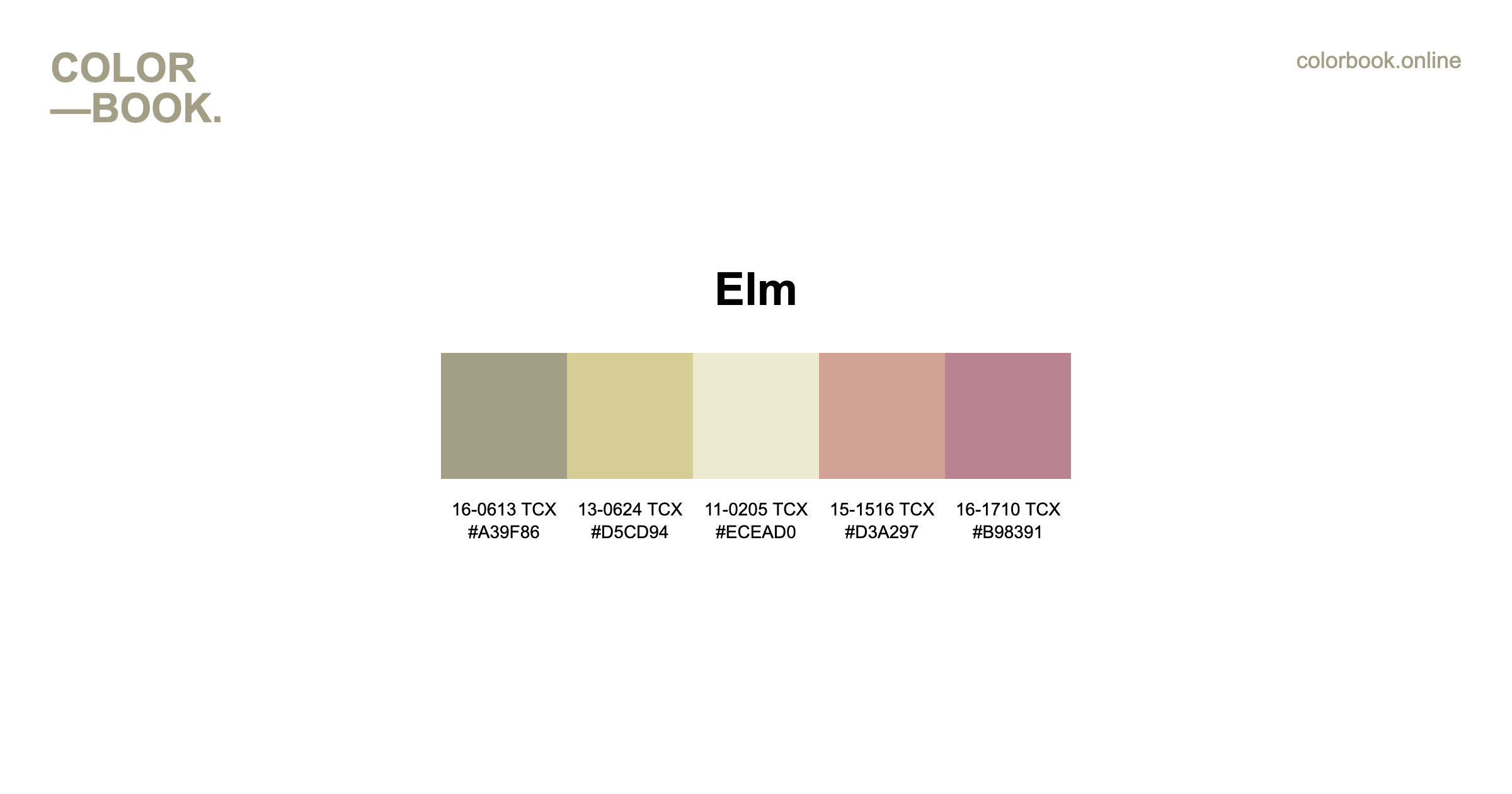 Elm Color Palette - 5 Pantone TCX Colors | Diverse Design Scheme
