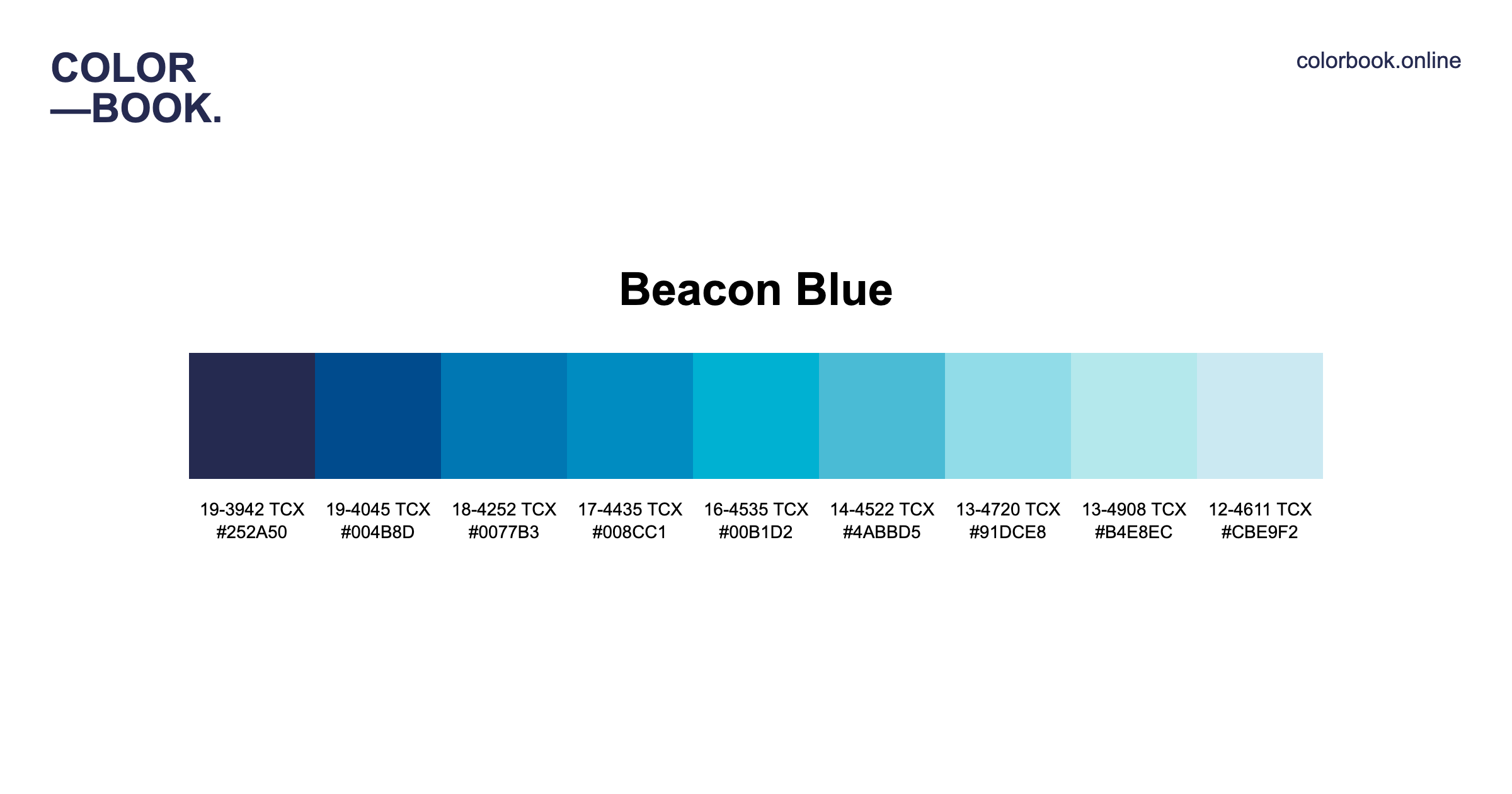 Beacon Blue Color Palette - 9 Pantone TCX Colors | Analogous Design Scheme