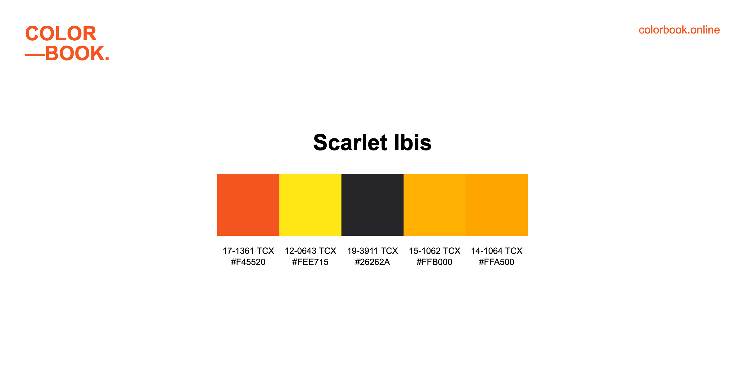 Scarlet Ibis Color Palette - 5 Pantone TCX Colors | Diverse Design Scheme