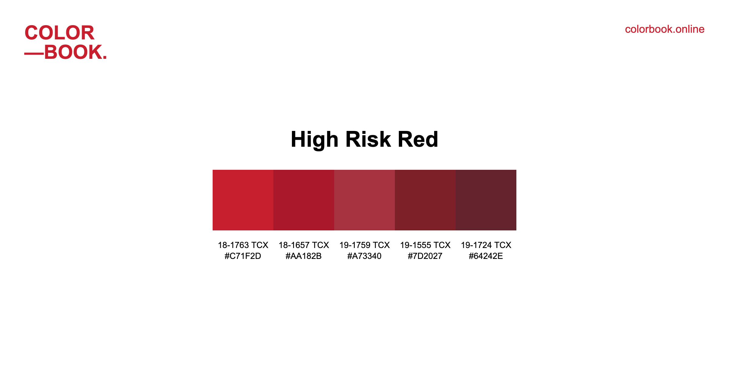 High Risk Medium Riks Color High Risk Red Color Palette - 5 Pantone TCX Colors | Monochromatic ...